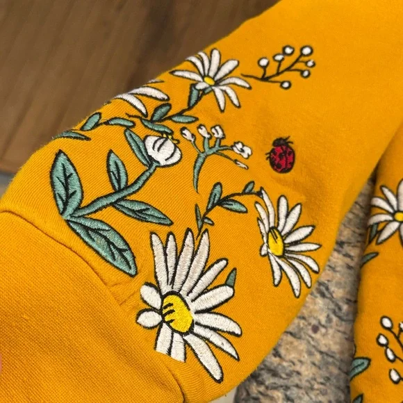 Disney Yellow Sweater with Floral and Winnie the Pooh Character Design - Picture 5 of 7